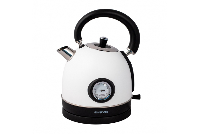 Retro kanvica s analógovým teplomerom, biela