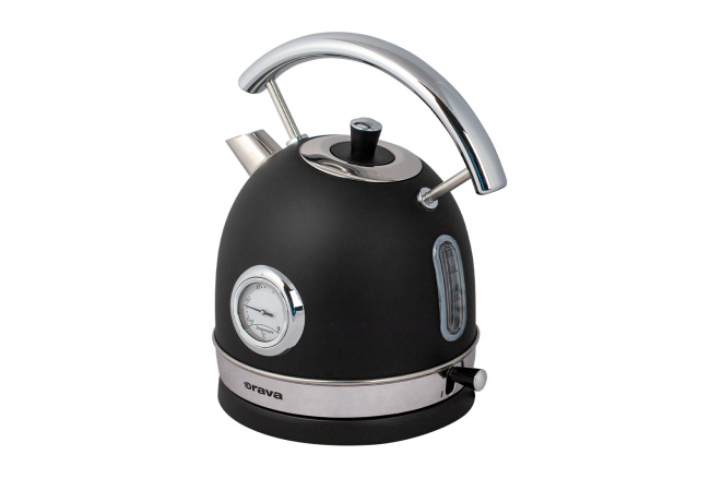 Retro kanvica s analógovým teplomerom, čierna