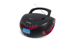 Portable CD/USB player with radio and Bluetooth, red-black