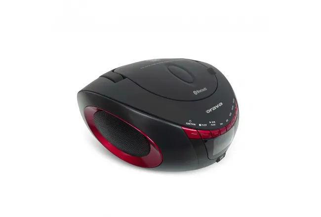 Portable CD / USB player with radio and Bluetooth, red-black