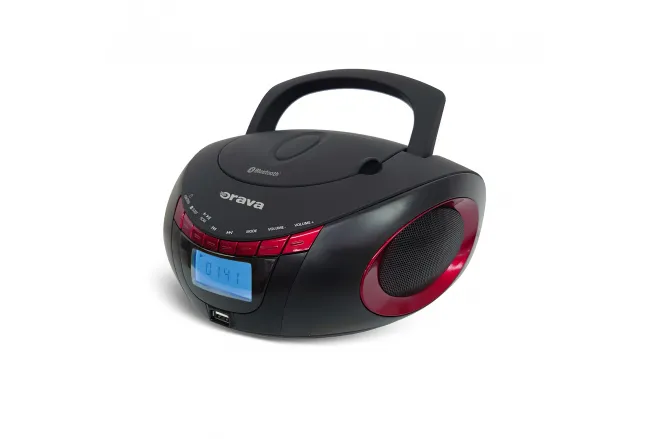 Portable CD / USB player with radio and Bluetooth, red-black