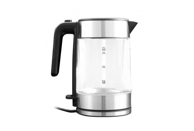 Sklenená varná kanvica s LED podsvietením, čierna