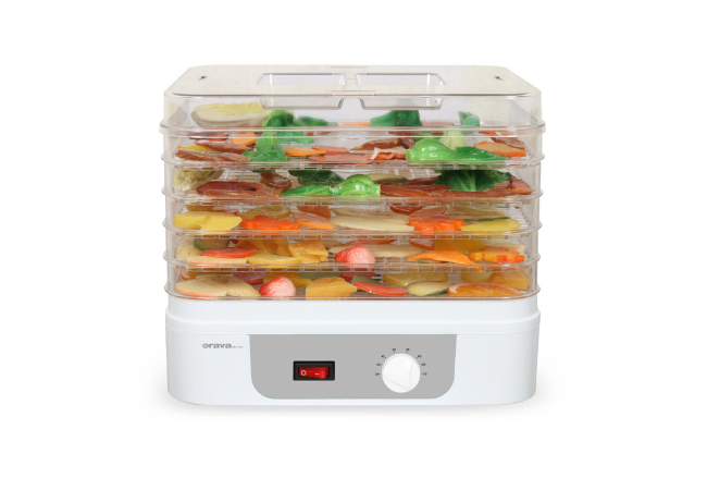 Sušička potravín s piatimi nadstavitelnými mriežkami