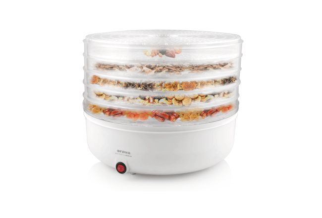 Sušička potravín s piatimi nadstavitelnými mriežkami