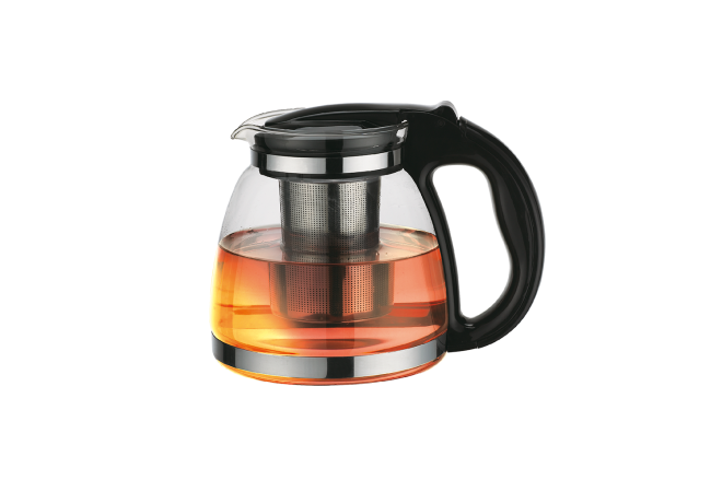 Sklenený čajník s nerezovým sitkom