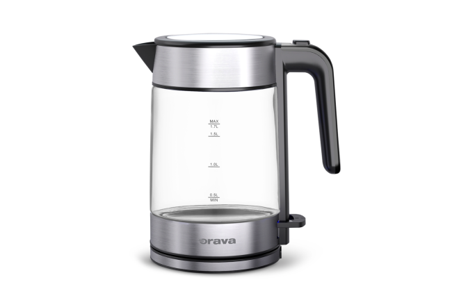 Sklenená varná kanvica s LED podsvietením, čierna