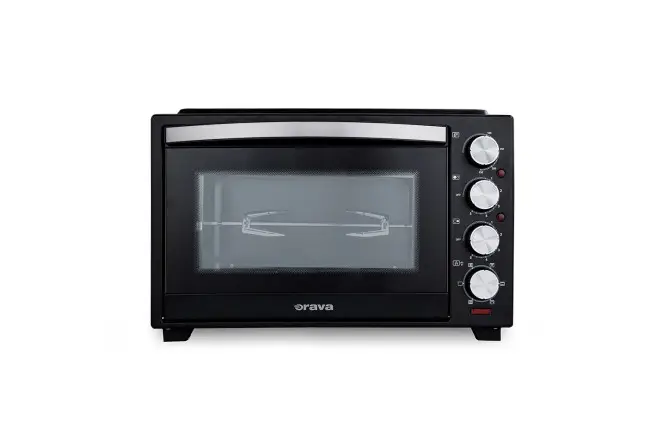 Electric oven with two-plate glass ceramic hob