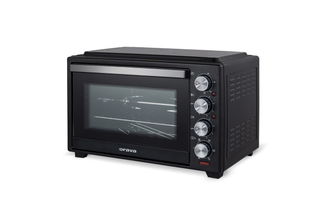 Electric oven with two-plate glass ceramic hob