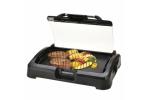 Electric table grill with glass lid