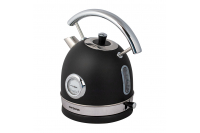 Retro kettle with analog thermometer, black