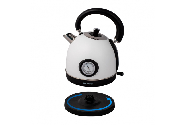 Retro konvice s analogovým teploměrem, bílá