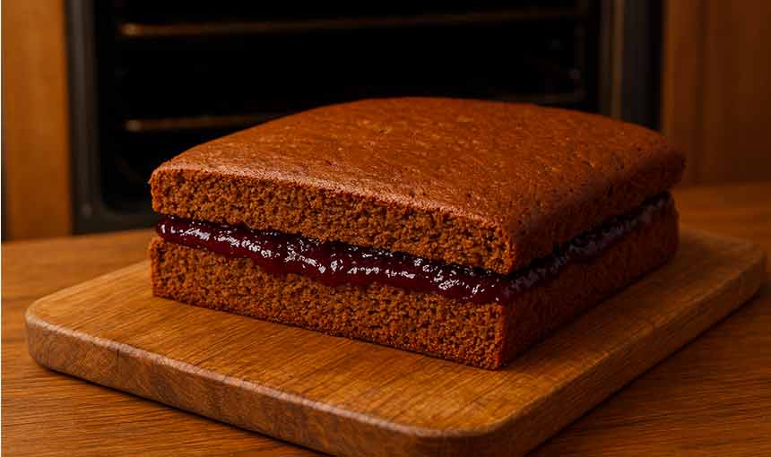 Soft gingerbread like Grandma's with jam