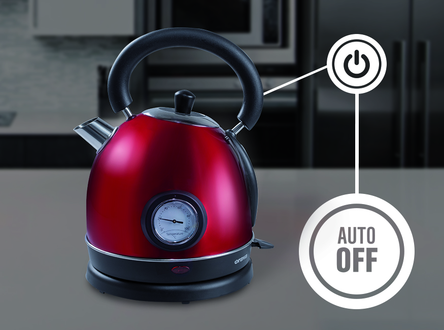 Orava Hiluxe kettle automatic switch-off function.